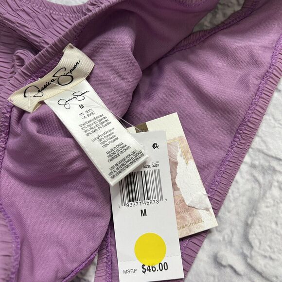 Jessica Simpson Shirred Smocked Bikini Bottom Size M Rose Dust Purple NEW - Picture 5 of 5